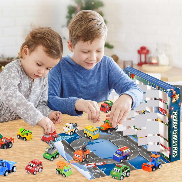 Adventikalender ehitus- ja võidusõiduautodega