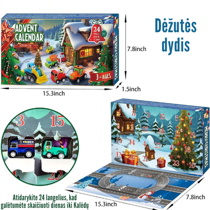Adventikalender ehitus- ja võidusõiduautodega